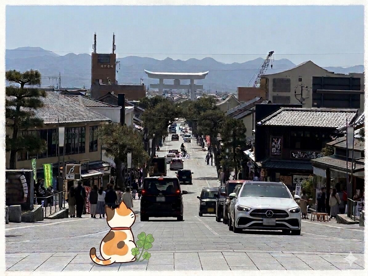 神門通りを眺めるこまち